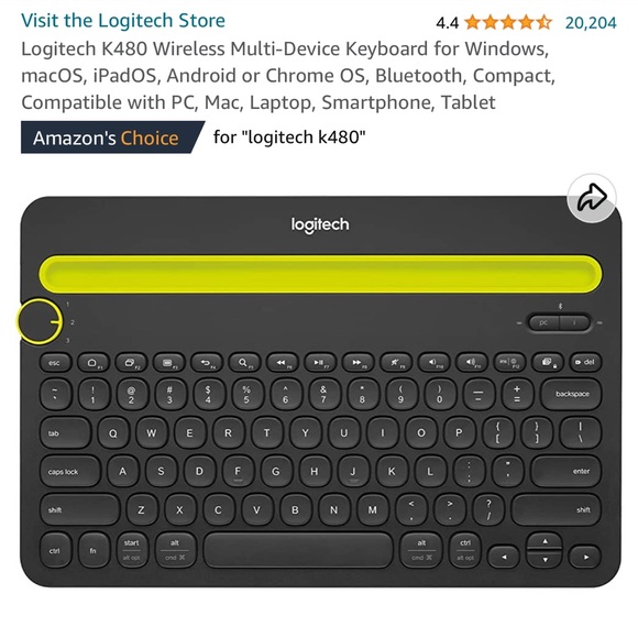 Logitech K480 Wireless Multi-Device Keyboard for Windows, macOS, iPadOS, Android - Picture 2 of 6